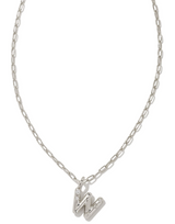 Crystal Letter W Silver White CZ Short Pendant Necklace by Kendra Scott