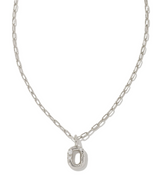 Crystal Letter O Silver White CZ Short Pendant Necklace by Kendra Scott
