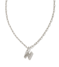 Crystal Letter N Silver White CZ Short Pendant Necklace by Kendra Scott