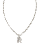 Crystal Letter R Silver White CZ Short Pendant Necklace by Kendra Scott