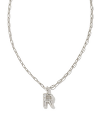 Crystal Letter R Silver White CZ Short Pendant Necklace by Kendra Scott