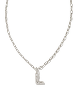 Crystal Letter L Silver White CZ Short Pendant Necklace by Kendra Scott
