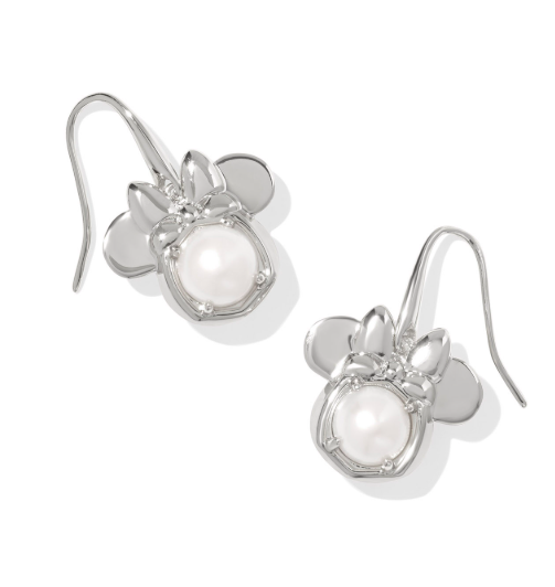 Minnie Mouse Silver White Pearl Drop Earrings by Kendra Scott