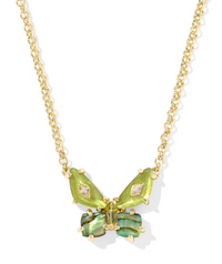 Bianca Butterfly Gold Plated Green Mix Short Pendant Necklace by Kendra Scott