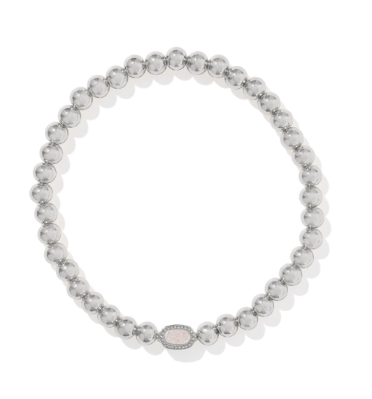 Mini Elaina Silver Iridescent Drusy Stretch Bracelet by Kendra Scott