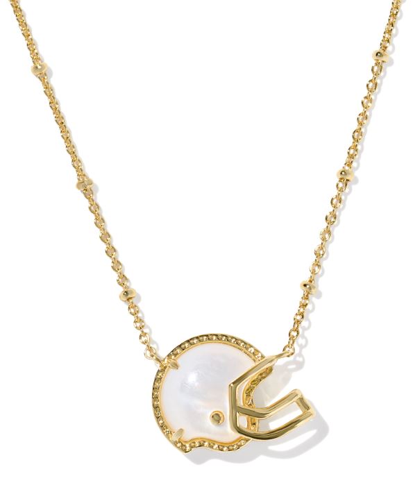 Football Helmet Gold Plated Ivory MOP Short Pendant Necklace by Kendra Scott