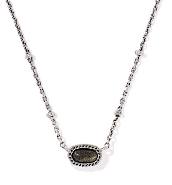Mini Elisa Satellite Vintage Silver Golden Obsidian Short Pendant Necklace by Kendra Scott