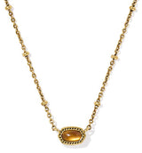 Mini Elisa Satellite Vintage Gold Plated Marble Amber Illusion Short Pendant Necklace by Kendra Scott