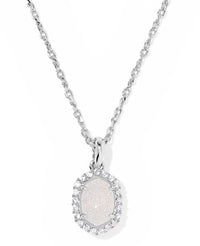 Daphne Silver Iridescent Drusy Crystal Frame Short Pendant Necklace by Kendra Scott
