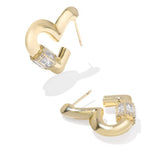 Emery Heart Gold Plated White CZ Hoop Earrings by Kendra Scott