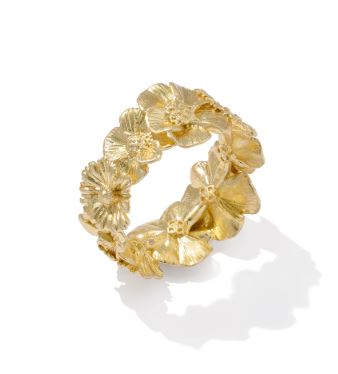Cailey Flower Gold Plated Band Ring Sz 7 by Kendra Scott
