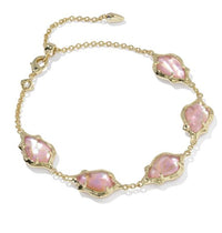 Adriana Scallop Frame Gold Plated Light Iridescent Abalone Delicate Chain Bracelet by Kendra Scott