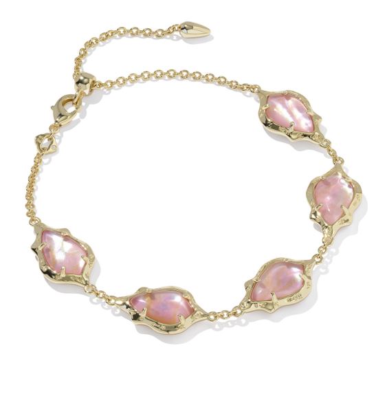 Adriana Scallop Frame Gold Plated Light Iridescent Abalone Delicate Chain Bracelet by Kendra Scott