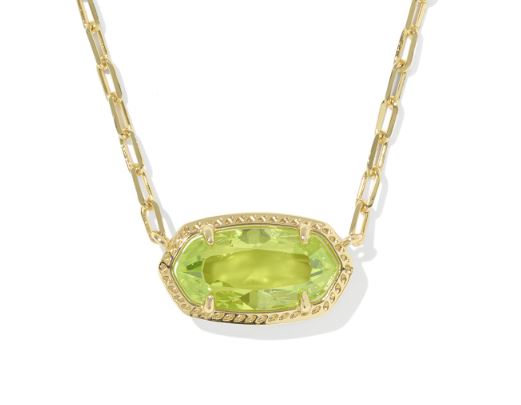 Elisa Luxe Gold Plated Light Green CZ Short Pendant Necklace by Kendra Scott