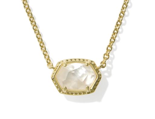 Daphne Gold Plated Ivory MOP Frame Short Pendant Necklace by Kendra Scott