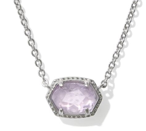 Daphne Silver Frame Purple Amethyst Short Pendant Necklace by Kendra Scott