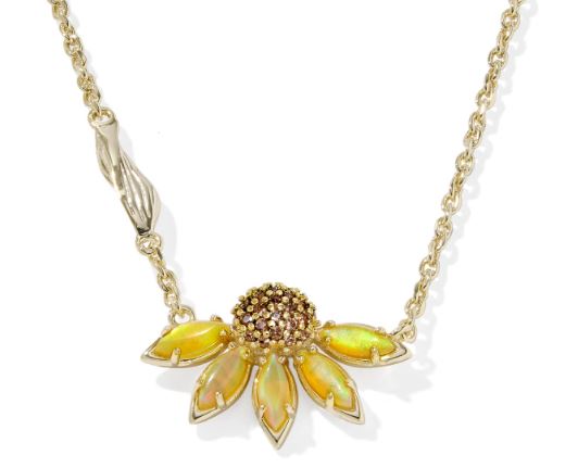 Anya Flower Gold Plated Yellow Mix Short Pendant Necklace by Kendra Scott