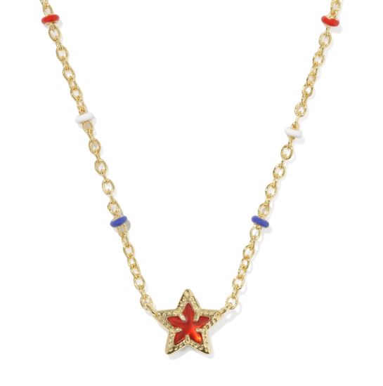 Mini Cassidy Gold Plated Red Illusion Short Pendant Necklace by Kendra Scott