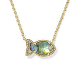 Parker Fish Gold Plated Abalone Shell Short Pendant Necklace by Kendra Scott