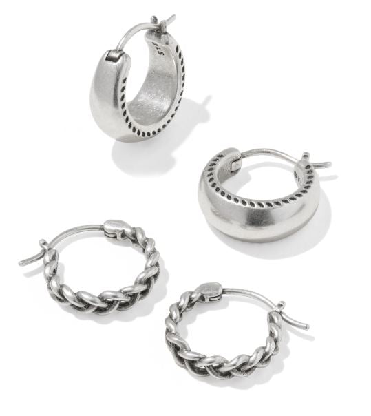 Gabriella Vintage Silver Set of Huggie Earrings by Kendra Scott