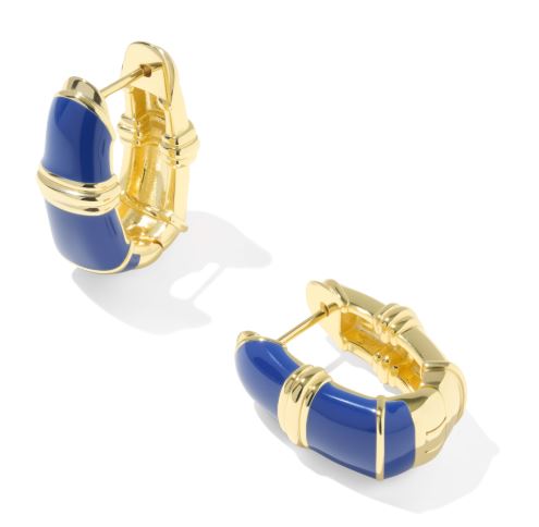 Courtney Gold Plated Blue Enamel Huggie Earrings by Kendra Scott