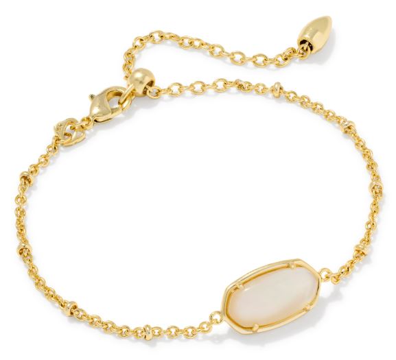 Tiger Striped Elaina Gold Plated Natural Mother of Pearl Delicate Chain Bracelet by Kendra Scott