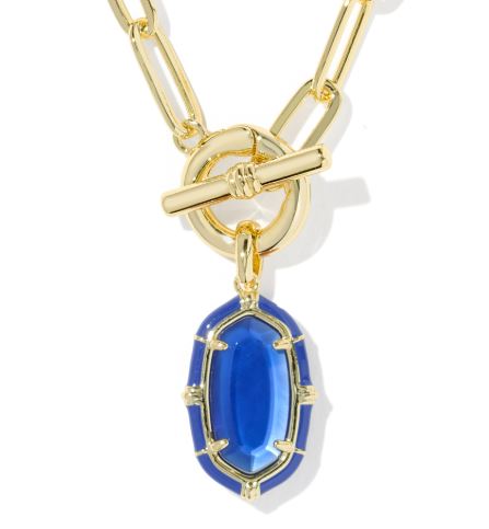 Elisa Gold Cobalt Illusion Enamel Link & Chain Necklace by Kendra Scott