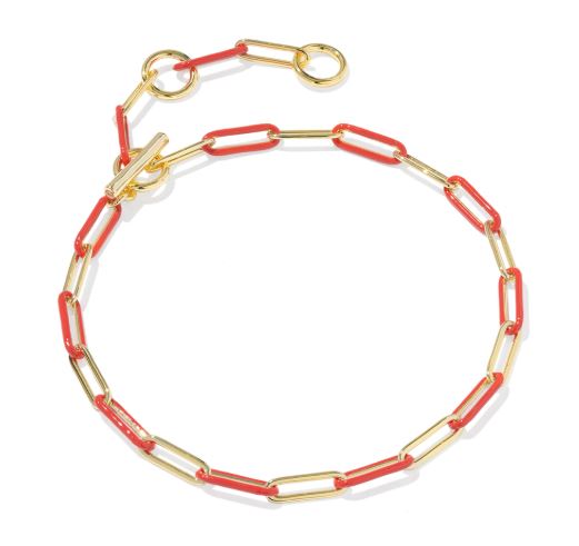 Courtney Gold Plated Red Enamel Link & Chain Bracelet by Kendra Scott