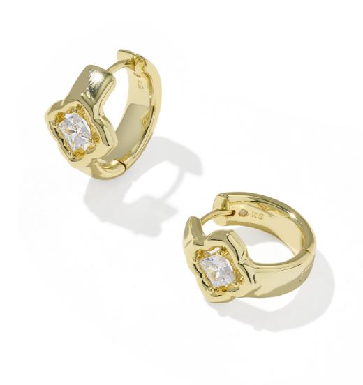 Mallory Gold Plated White CZ Crystal Huggie Earrings by Kendra Scott