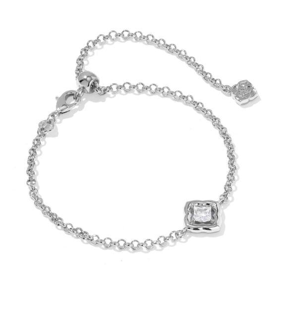 Mallory Silver White CZ Crystal Delicate Chain Bracelet by Kendra Scott