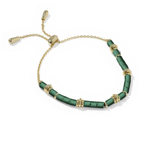 Bree Beaded Gold Plated Green Malachite Delicate Chain Bracelet by Kendra Scott