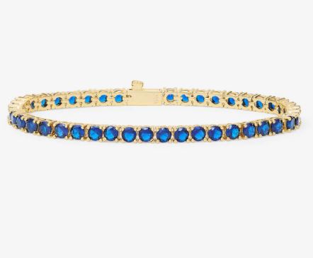 Grand Heiress 18K Yellow Gold Plated Simulated Blue Sapphire 4mm Tennis Bracelet