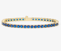 Grand Heiress 18K Yellow Gold Plated Simulated Blue Sapphire 4mm Tennis Bracelet