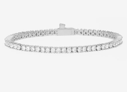 Heiress Silver Simulated Diamond 3mm Tennis Bracelet 6.5"