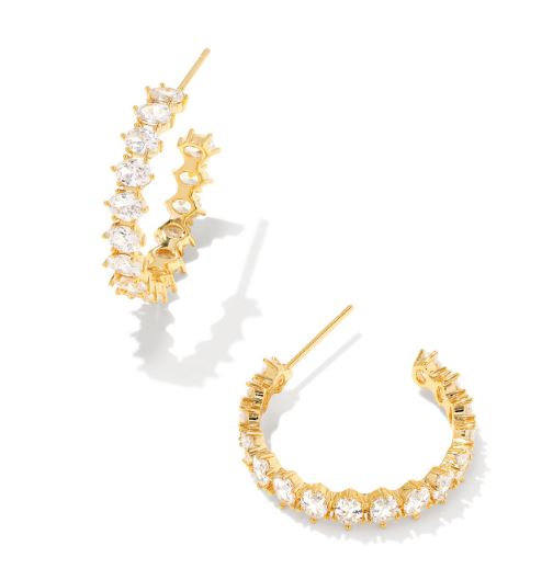 Cailin Gold Plated Metal White CZ Crystal Hoop Earrings by Kendra Scott