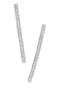 Gracie Silver White CZ Long Tennis Linear Earrings by Kendra Scott