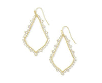 Sophee Crystal Gold Plated Metal White CZ Drop Earrings by Kendra Scott