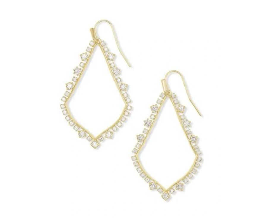 Sophee Crystal Gold Plated Metal White CZ Drop Earrings by Kendra Scott