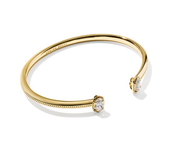 Mini Elton Luxe Gold Plated White CZ Cuff Bracelet S/M by Kendra Scott