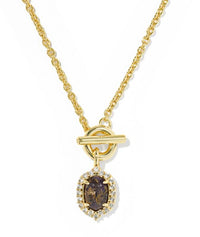 Daphne Crystal Frame Gold Plated Bronze Veined Purple Amethyst Toggle Necklace by Kendra Scott