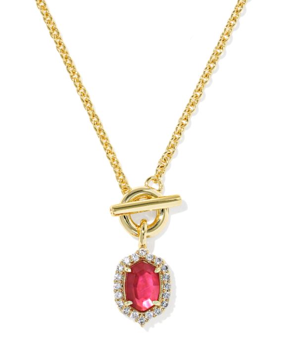 Daphne Crystal Frame Gold Plated Dark Pink Illusion Toggle Necklace by Kendra Scott
