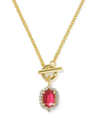Daphne Crystal Frame Gold Plated Dark Pink Illusion Toggle Necklace by Kendra Scott