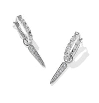 Fate Charm Silver White CZ Huggie Earrings by Kendra Scott