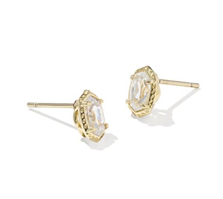 Mini Ellie Luxe Gold Plated White CZ Stud Earrings by Kendra Scott