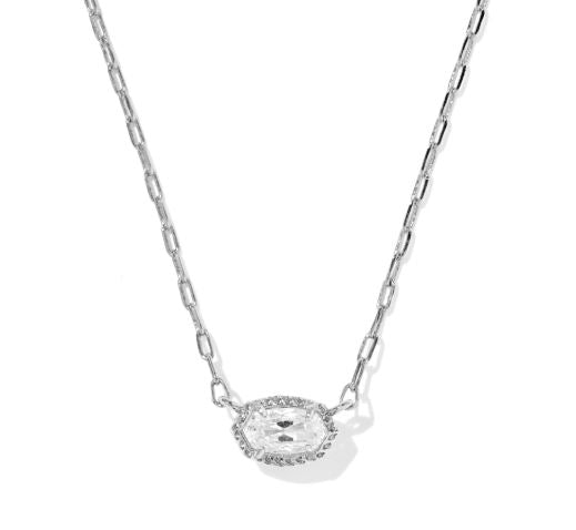 Mini Elisa Luxe Silver White CZ Short Pendant Necklace by Kendra Scott