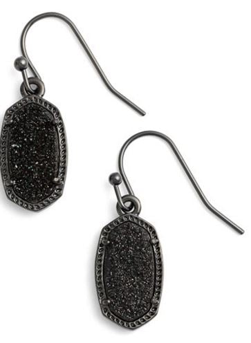 Lee Gunmetal Black Drusy Earrings by Kendra Scott