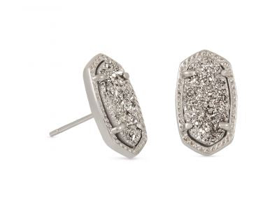 Ellie Silver Plated Earrings in Iridescent Drusy by Kendra Scott