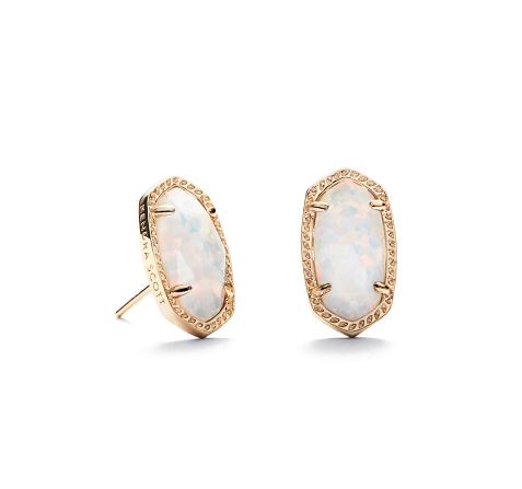 Ellie Gold Plated Earrings in ?White Kyocera Opal by Kendra Scott