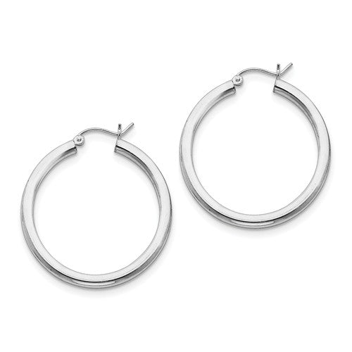 3mm Round Silver Hoop Earrings