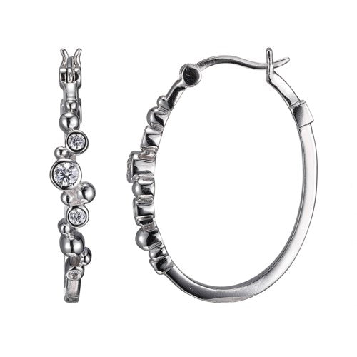 Sterling Silver Cubic Zirconia Fashion Hoop Earrings